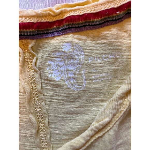 Anthropologie Pilcro Yellow Loose Fit Short Sleeve Top Plus Size 2x Split Back - Picture 5 of 8